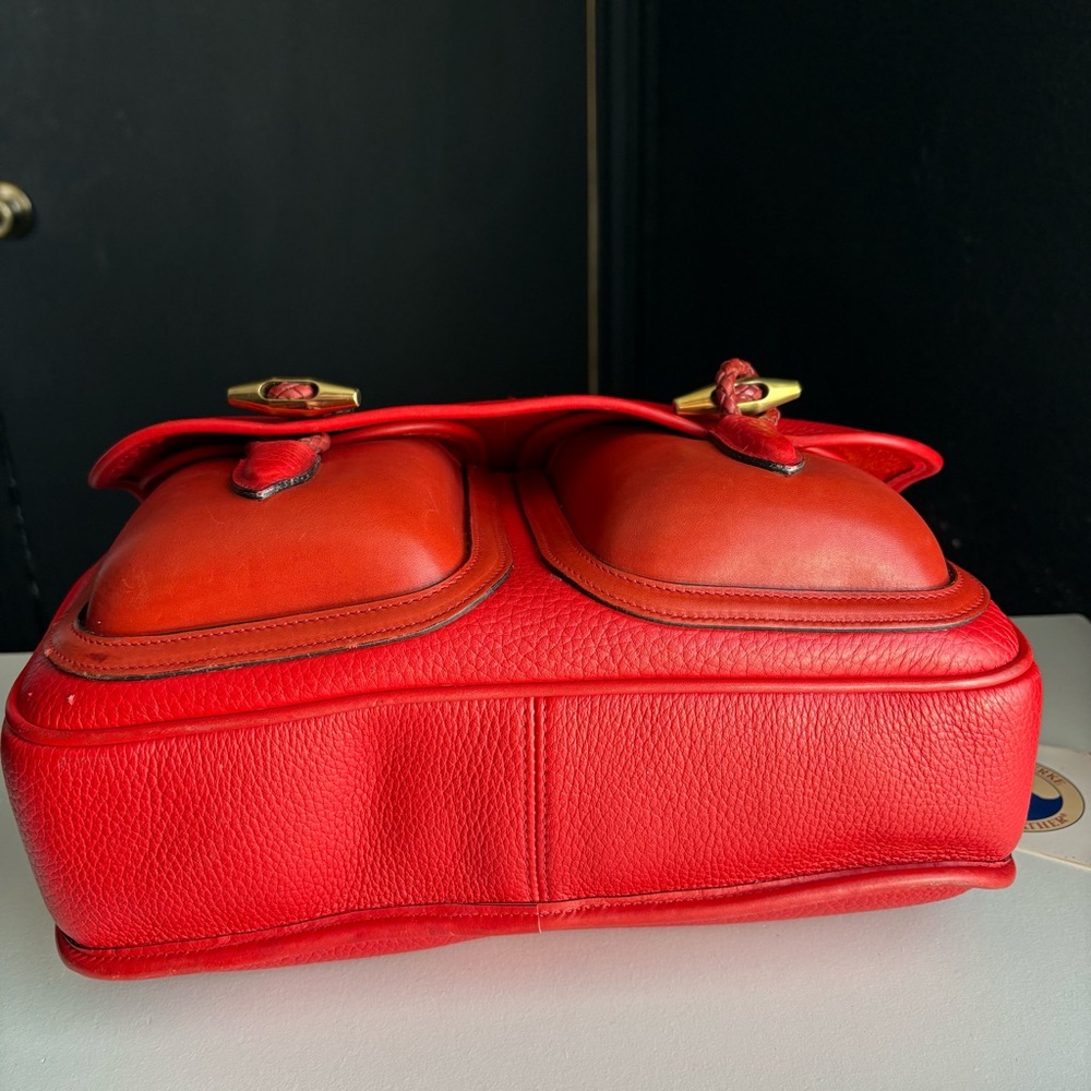 Dooney & Bourke awl Red Leather Outback Double Pocket Messenger Bag Large P36 - Picture 7 of 16